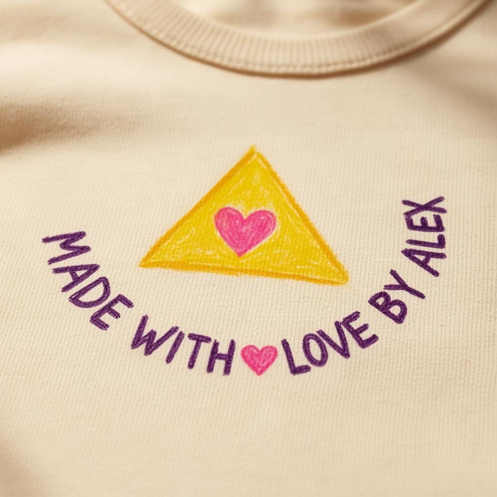 Heart Kitty Badge Tee in Natural — close-up detail 3
