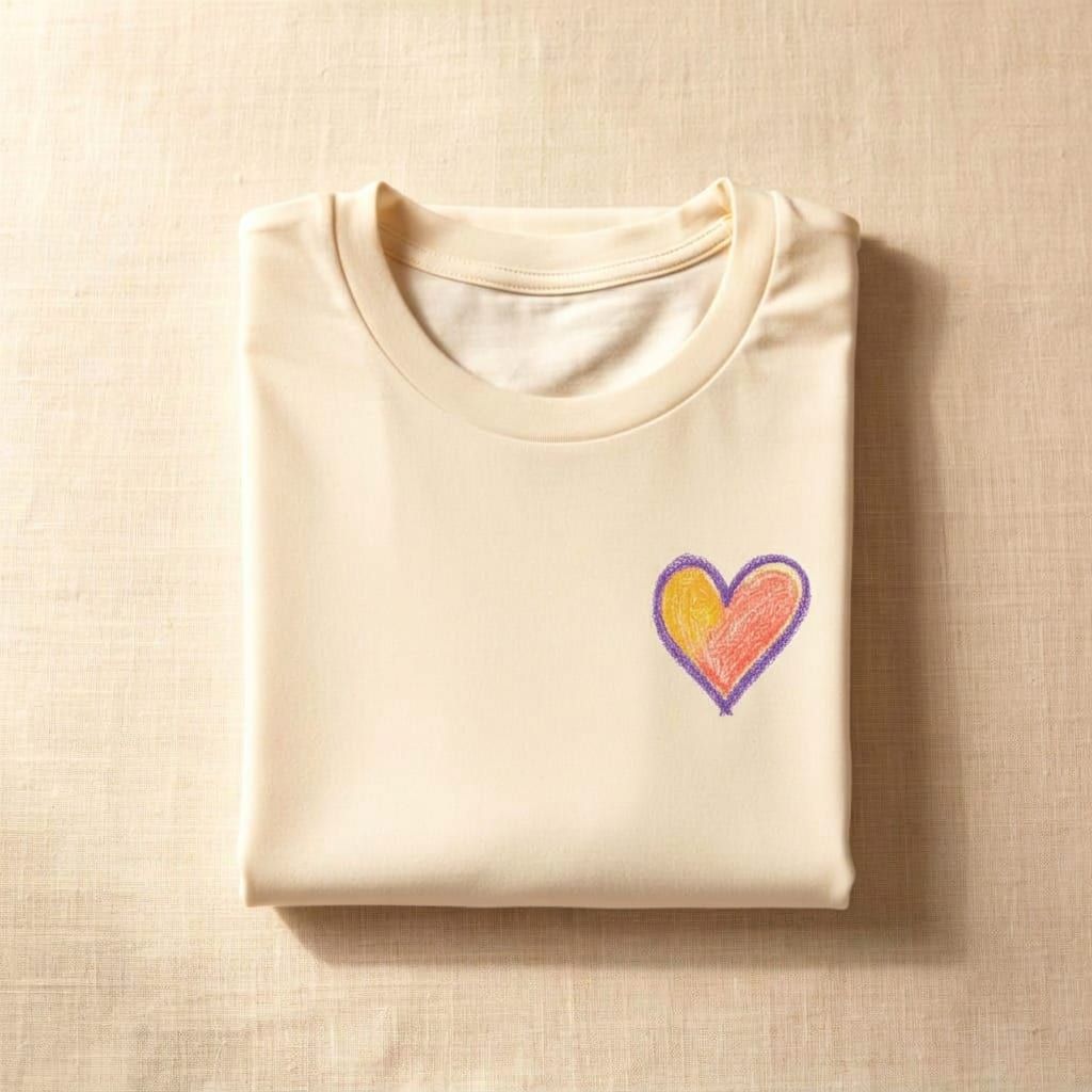 Heart Tee in Natural — close-up detail 1