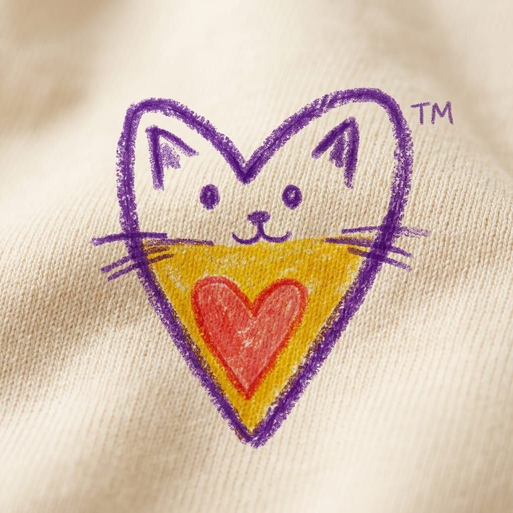 Heart Kitty Lifestyle Tee in Natural — close-up detail 3