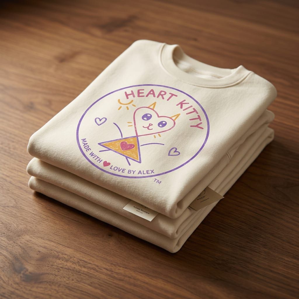 Made With Love Crewneck in Natural — close-up detail 1